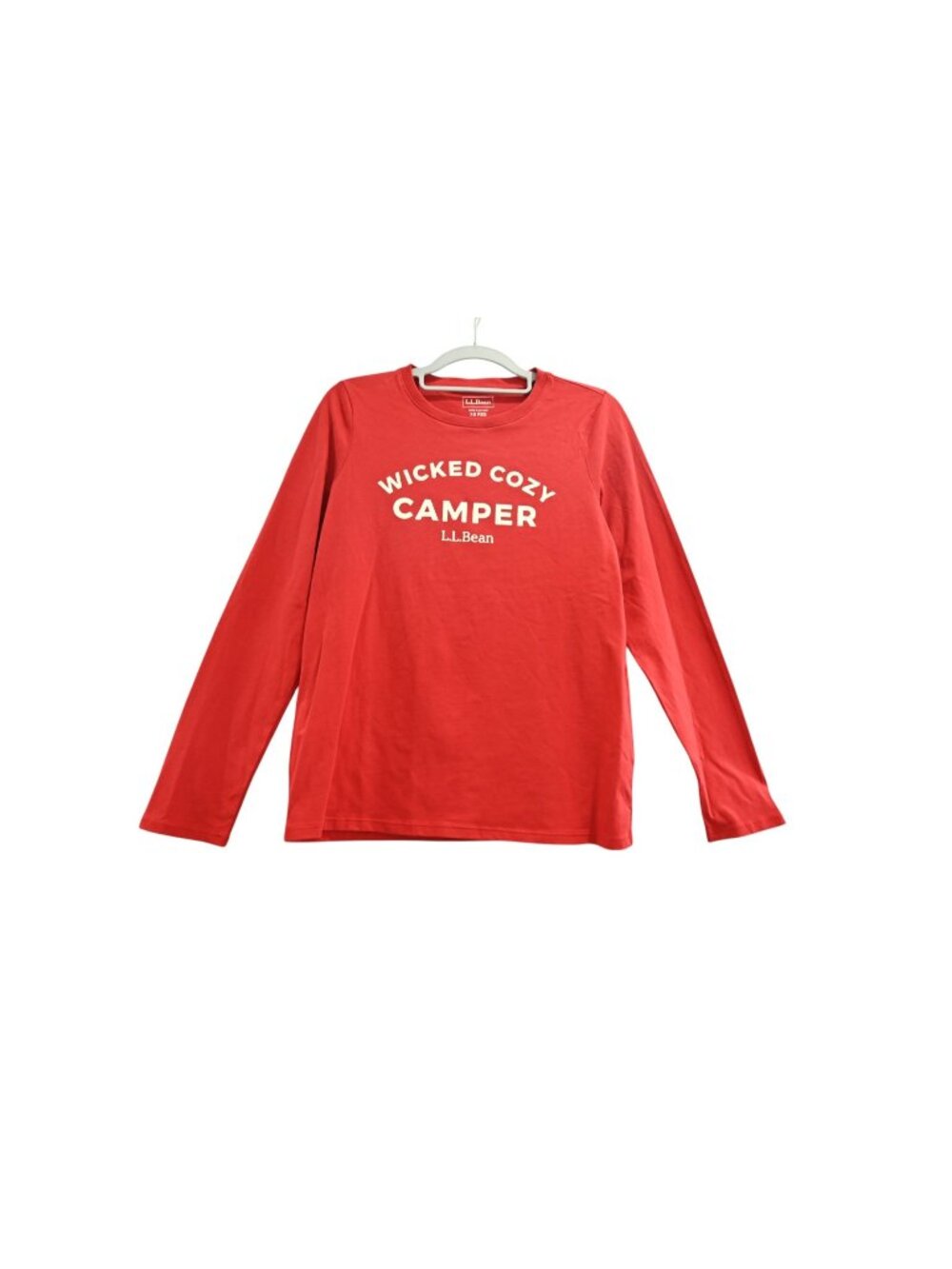 NWD LL Bean Wicked Cozy Camper Long Sleeve Tee Sz XS Red Graphic Crewneck Top